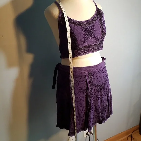 Halter and Wrap Skirt Set India Embroidered Purple Free Size - Picture 2 of 10